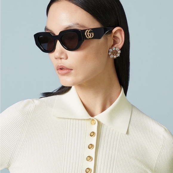 NEW GUCCI SUNGLASSES GG1421S 001 WOMEN BLACK  EYEWEAR GUCCI - Picture 6 of 13